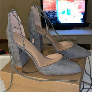 Gray lace up block heels - Size 10